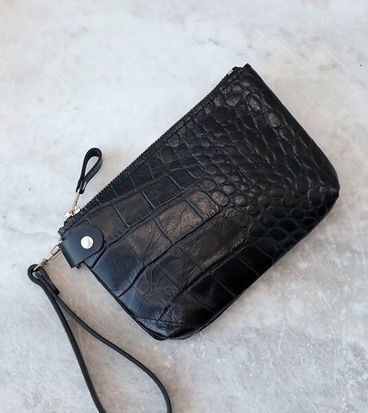 POUCH rahakott käerihmaga - Black Alligator