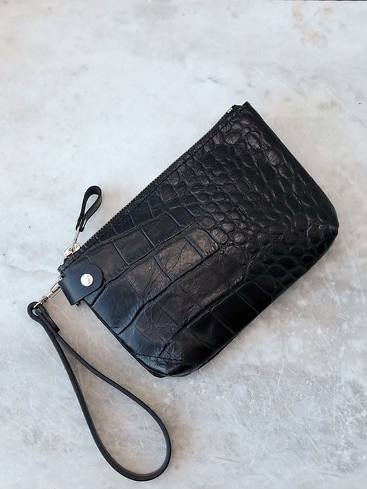 POUCH rahakott käerihmaga - Black Alligator