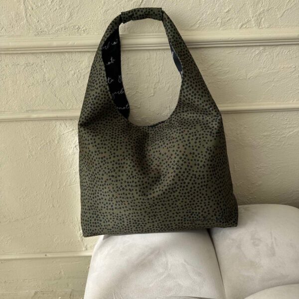 Moon Bag Heart - Khaki Polka Dots