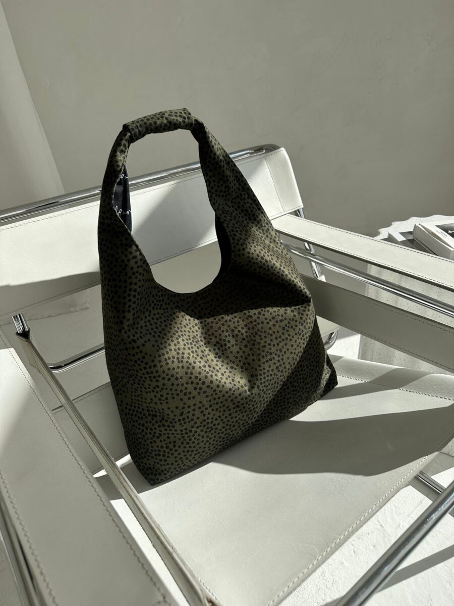 Moon Bag Heart - Khaki Polka Dots - Image 3